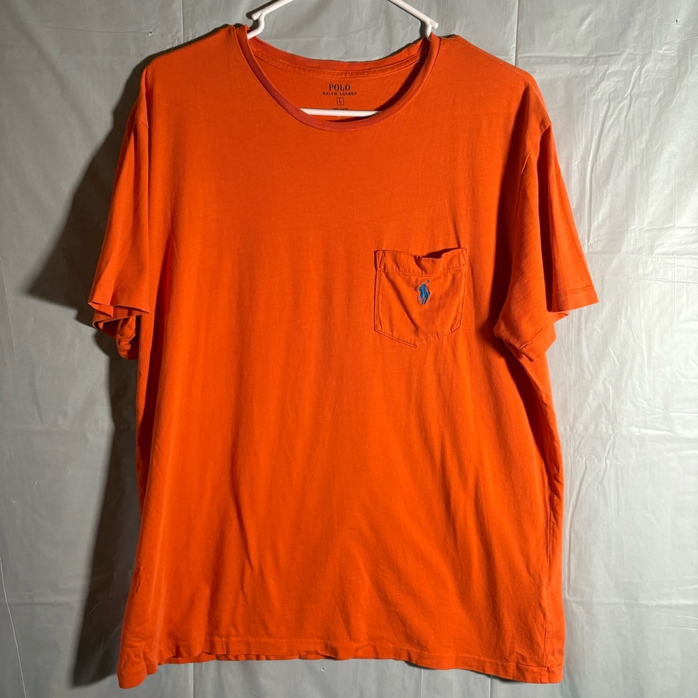 Polo Ralph Lauren Crew Neck Short Sleeve T Shirt Mens‎ Size L Orange Preppy Pony